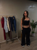 BLACK TUBE SWEATPANTS SET
